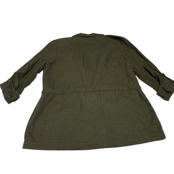 Sanctuary Womens Olive Green Belted Utility Jacket S Linen Blend  Pockets - Picture 2 of 6